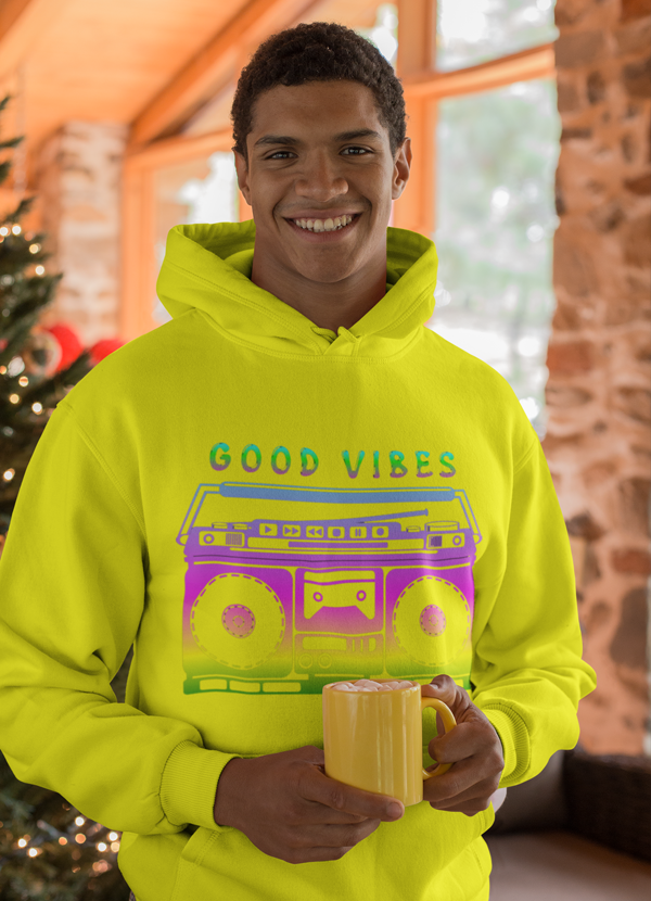 Good Vibes Yellow Design Hoodies Store Cool Hoodies R Us