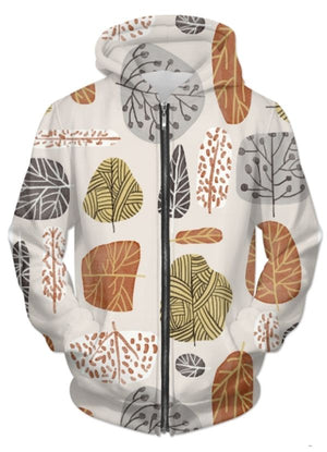 Tree Stamp Hoodie with Zip