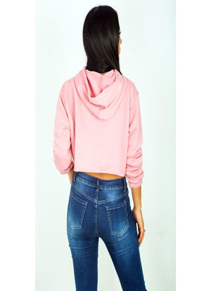 Basic Dusty Cropped Pink  Hoodie