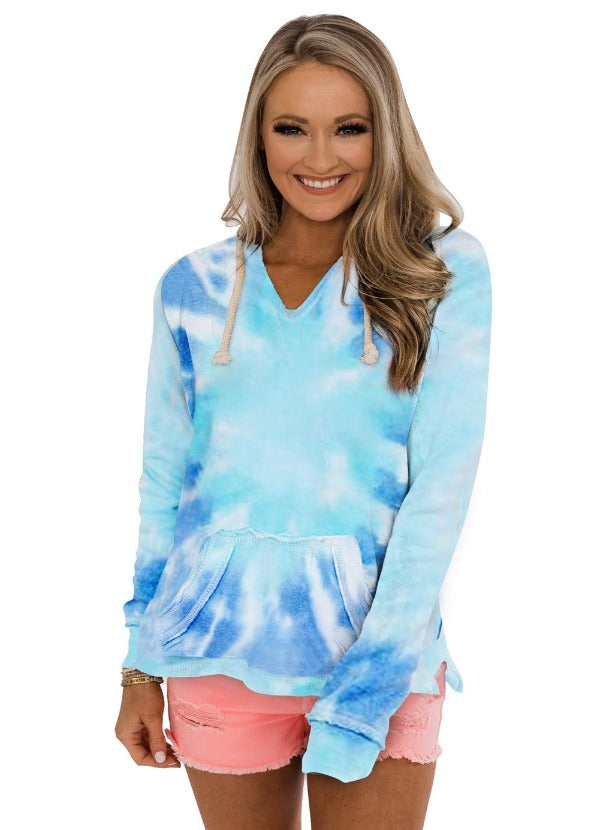 Tie-dye Pattern Drawstring Pullover Hoodie