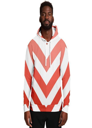 Red & White Herringbone Hoodie